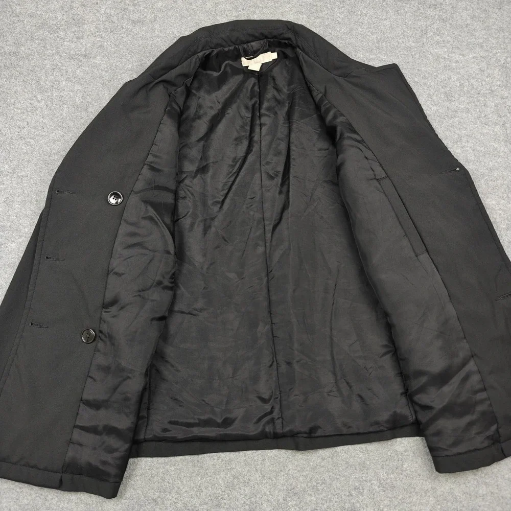 J Crew Coat Womens XL Black Polyester‎ Pea Double Breasted Lined Pockets